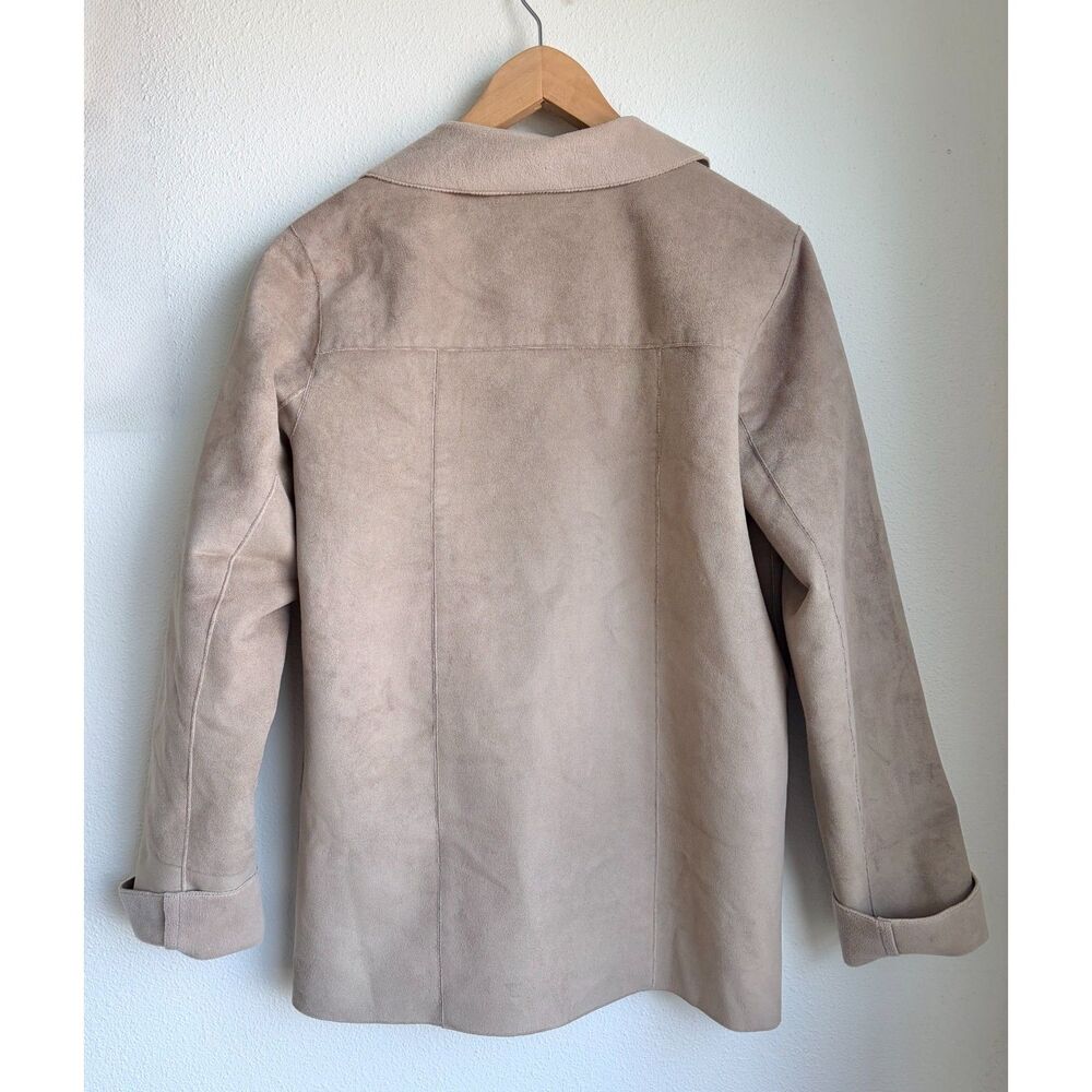 BAGATELLE Vintage 90s Tan Beige Faux Suede Button Front Jacket Coat Womens Small - Picture 2 of 5